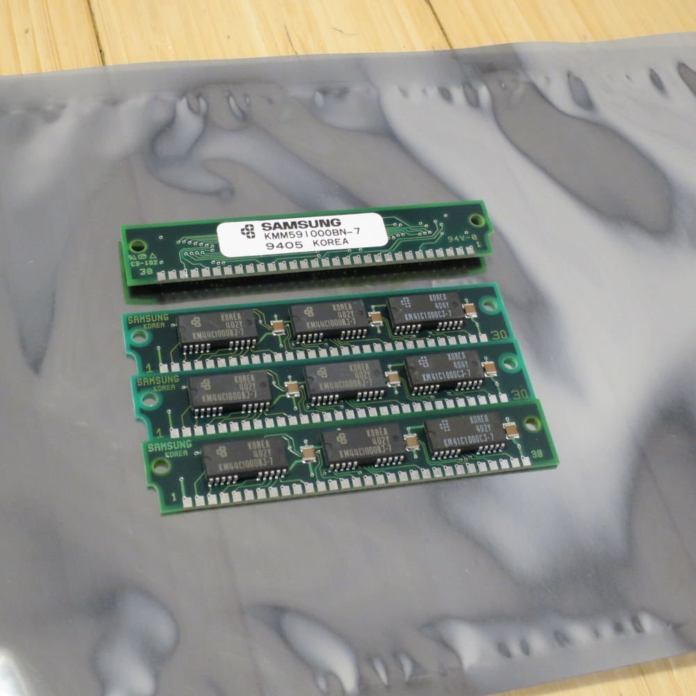Samsung‎ 4x 1MB 70ns 30-Pin SIMM Memory KMM591000BN-7  |  Tested & Working